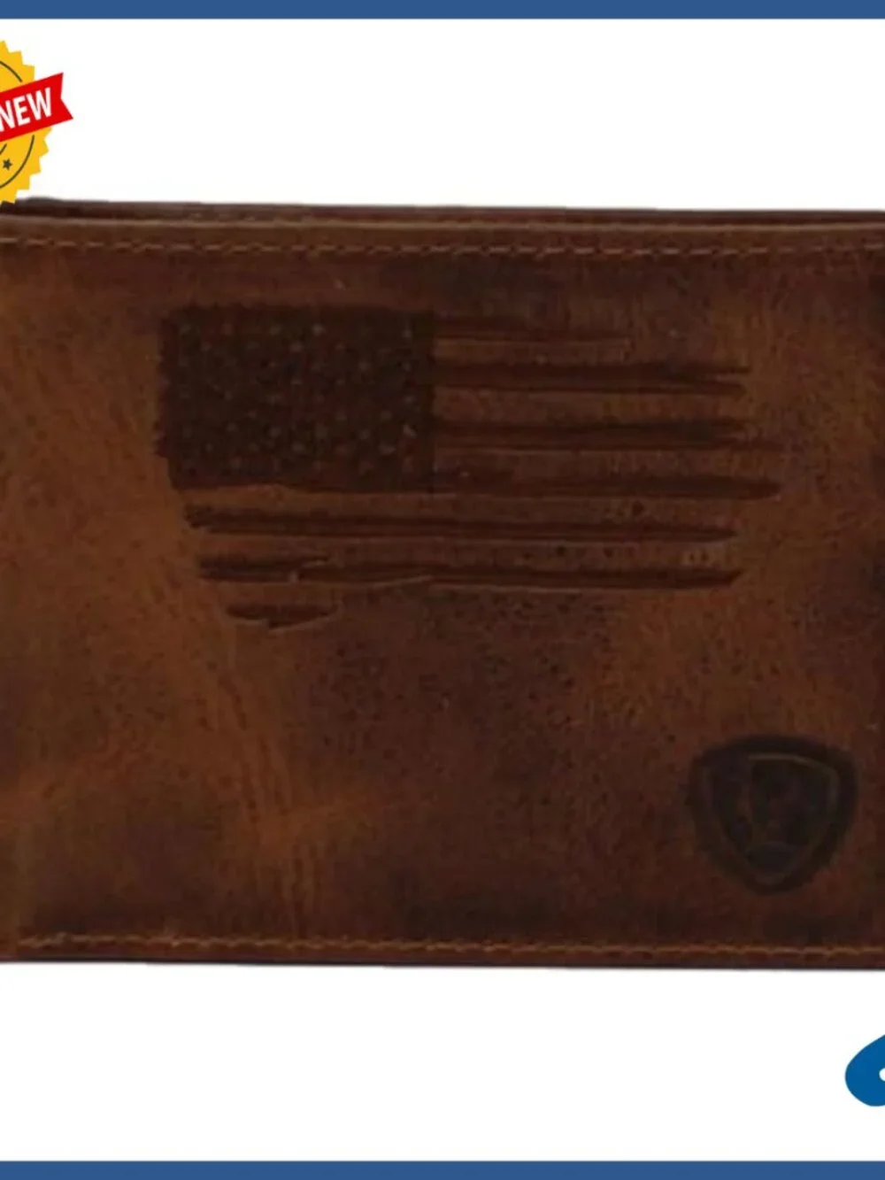 Men's Genuine Leather Bifold Wallet with USA Flag Design